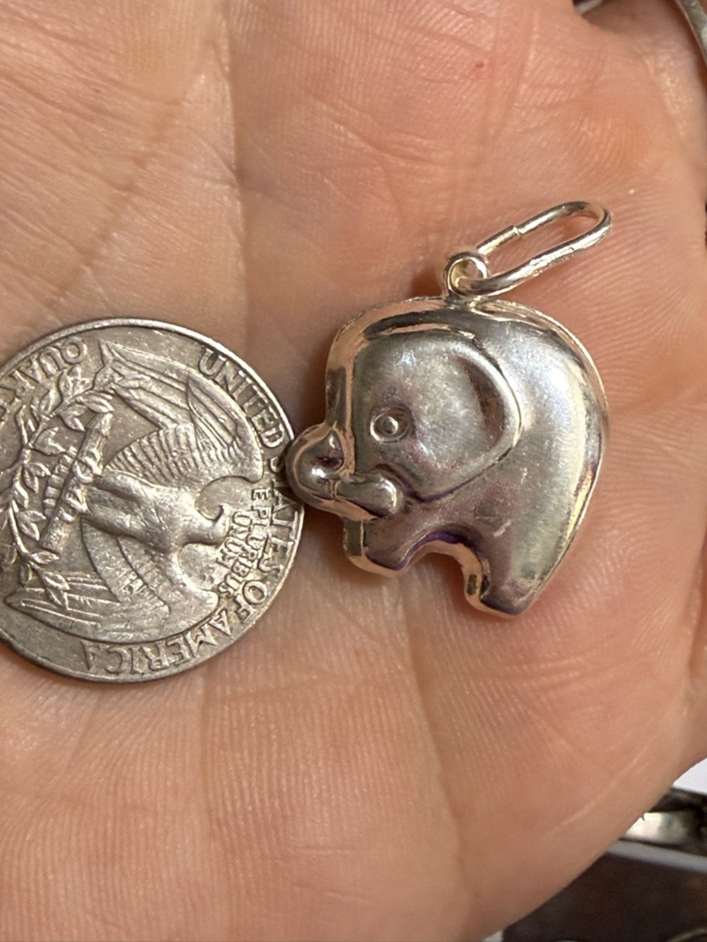Children's Silver Elephant Charm Pendant - Polished Silver Finish